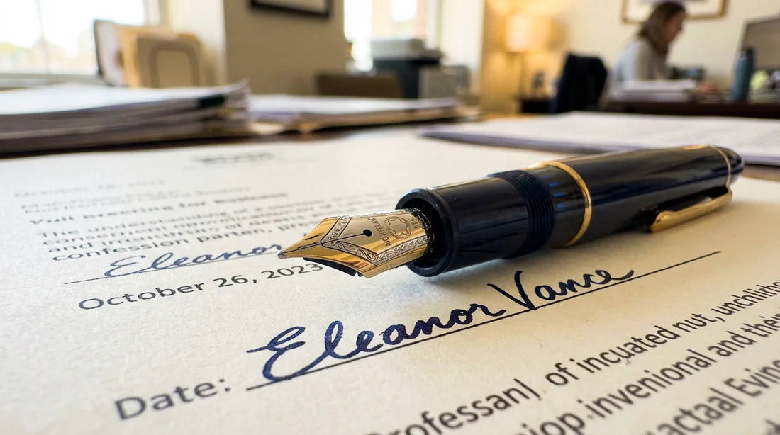 Signature d'un document officiel actant un changement de poste