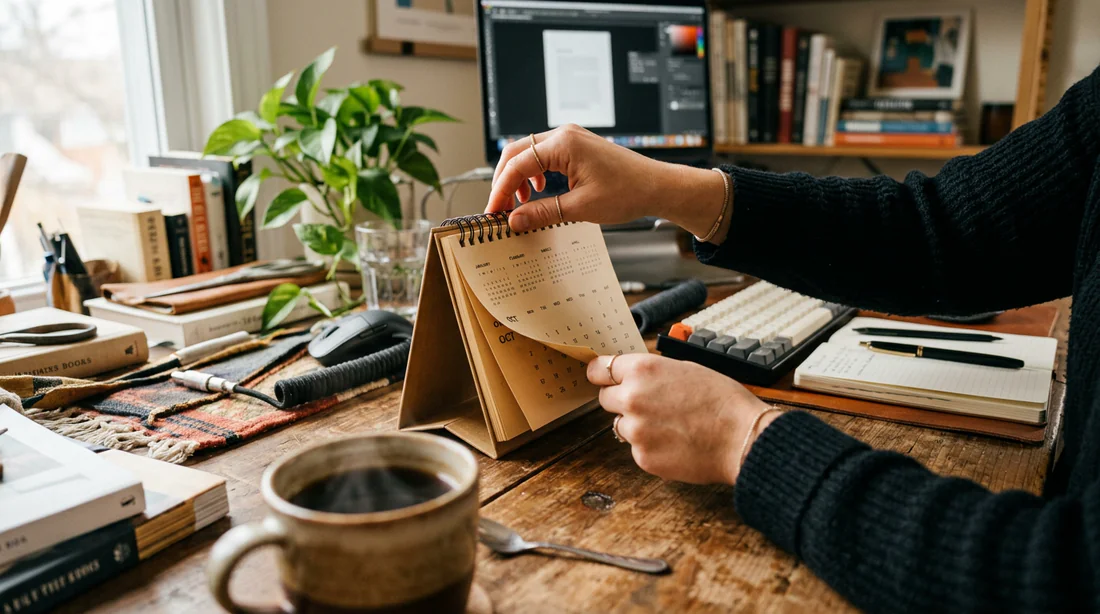 Vue d'ensemble d'un bureau d'entrepreneur lors de l'organisation des congés payés