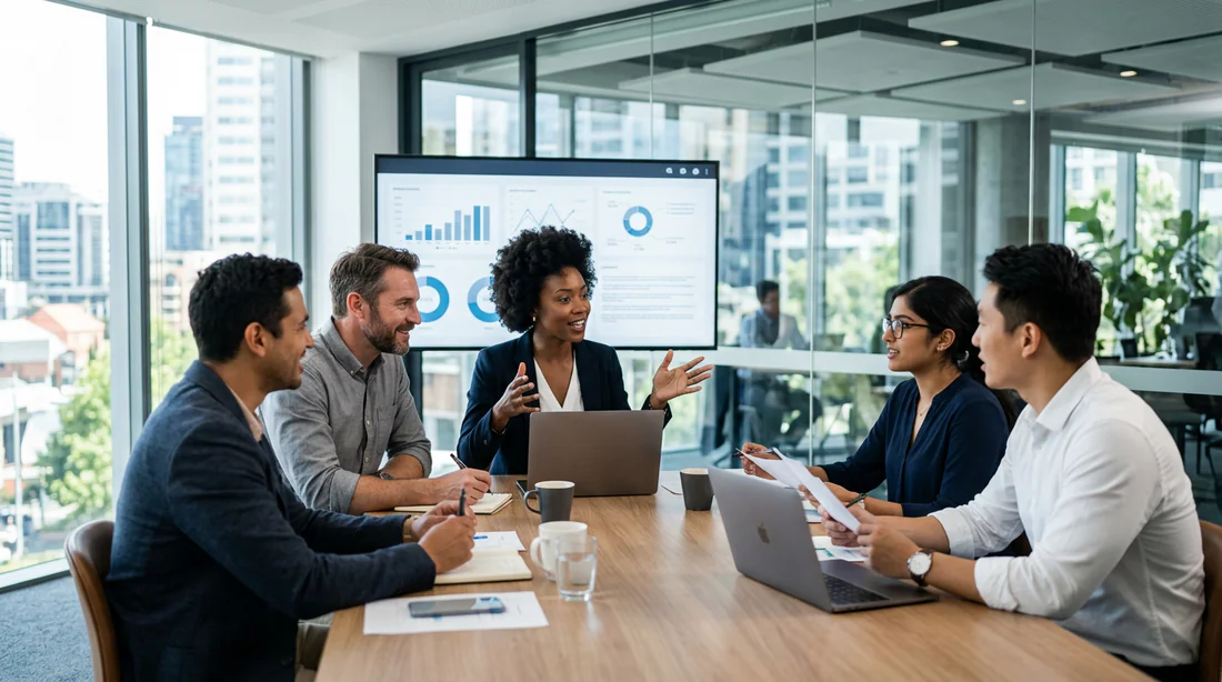 Réunion de travail entre professionnels pour structurer un projet d'entreprise