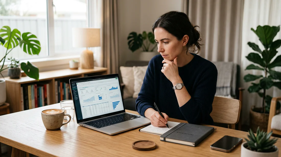 Un entrepreneur analysant ses finances professionnelles sur ordinateur