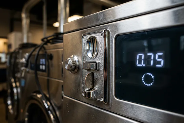 Gros plan sur une machine à laver professionnelle moderne