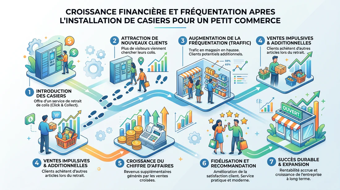 Infographie montrant la hausse du trafic client et du chiffre d'affaires